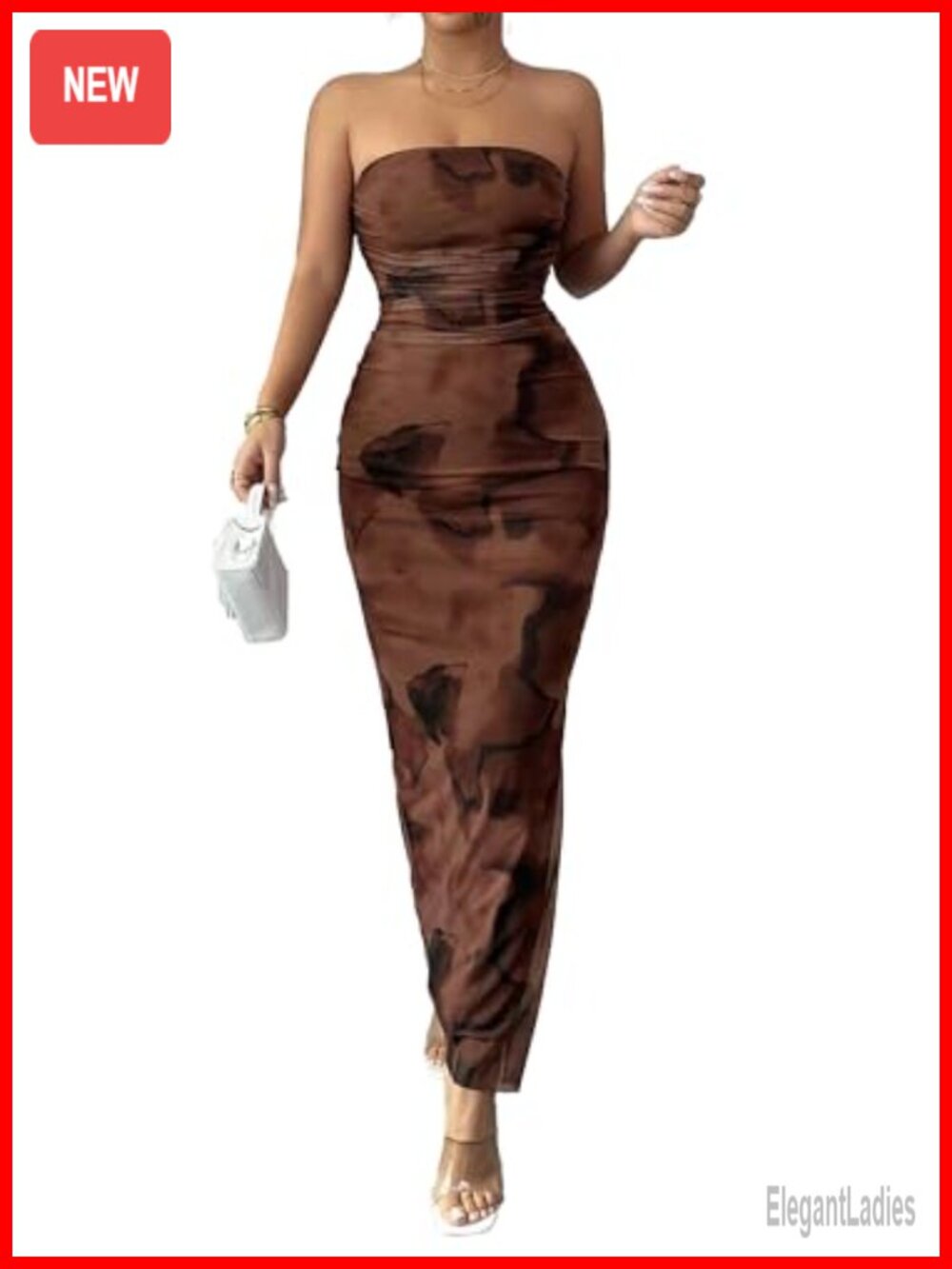 Summer Strapless Maxi Bodycon Tube Top Dress Floral Beach Vacation